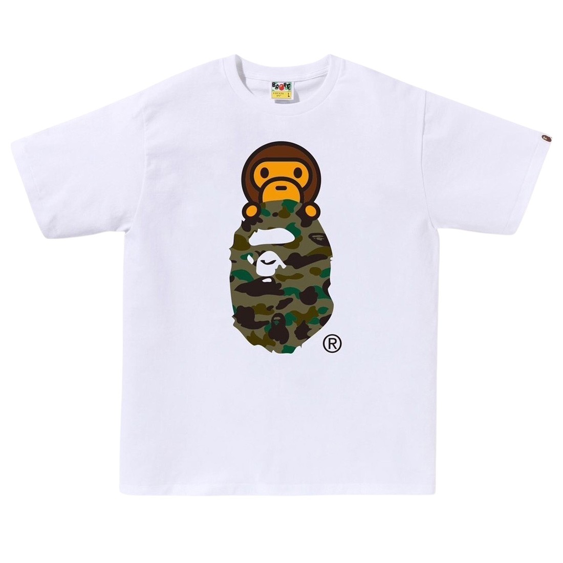A Bathing Ape Men 1st Camo Milo On Ape Head Tee (white / green)