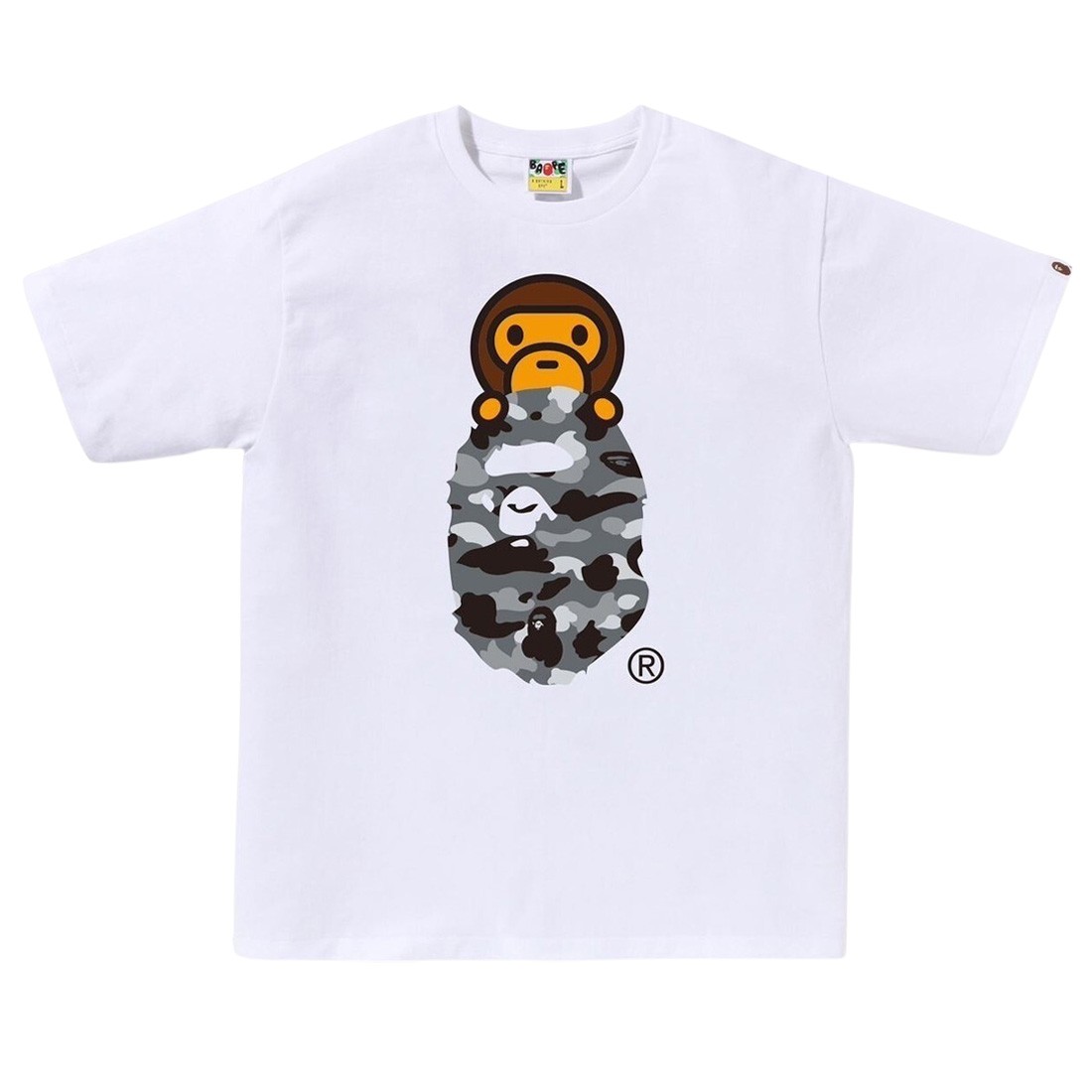 A Bathing Ape Men 1st Camo Milo On Ape Head Tee (white / gray)