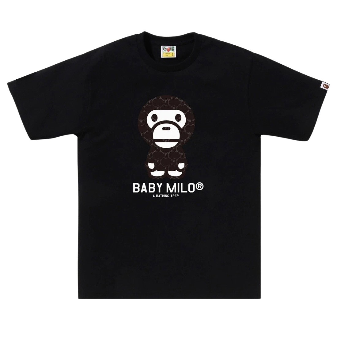 A Bathing Ape Men College Monogram Baby Milo Tee (black / black)