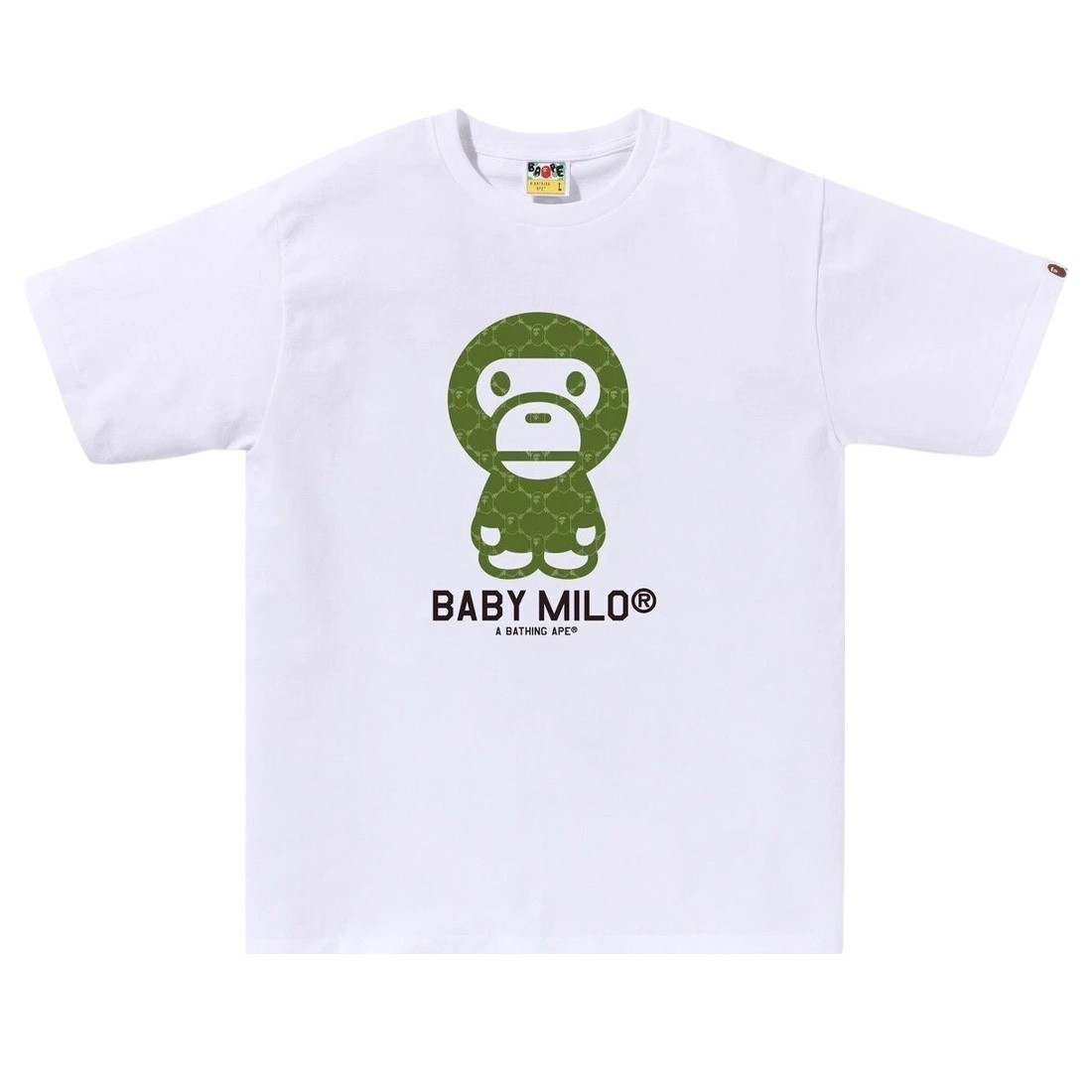 A Bathing Ape Men College Monogram Baby Milo Tee (white / green)