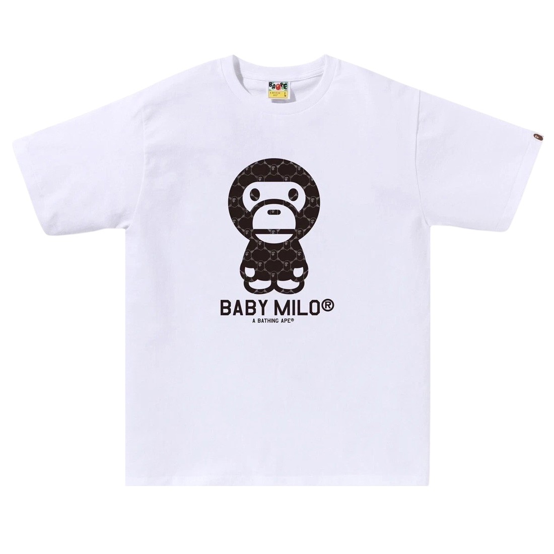 A Bathing Ape Men College Monogram Baby Milo Tee (white / black)