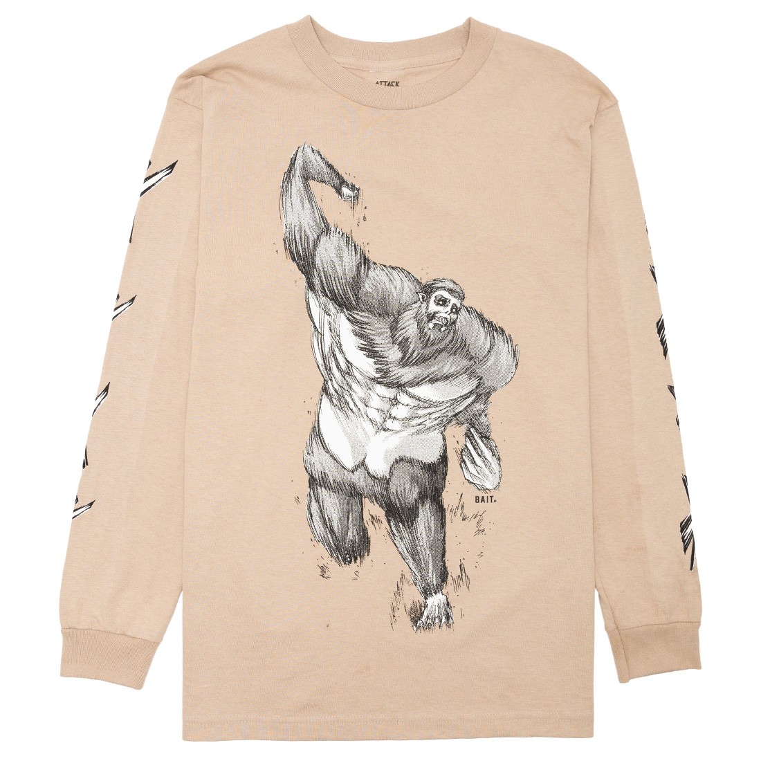 BAIT x Attack On Titan Men Titan Beast Long Sleeve Tee (sand)