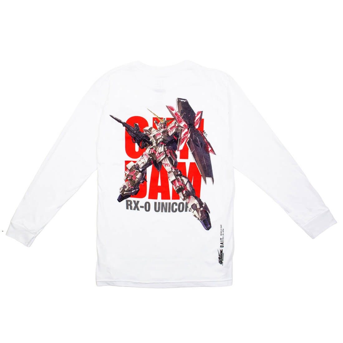 BAIT x Gundam Universe Men Unicorn Gundam Long Sleeve Tee (white)