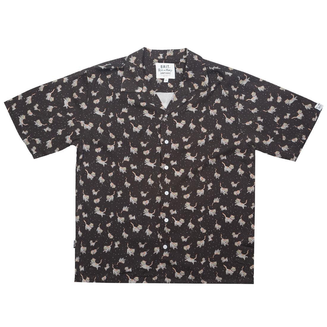 BAIT x Rick And Morty Men Cats Hawaiian Button Up (black)