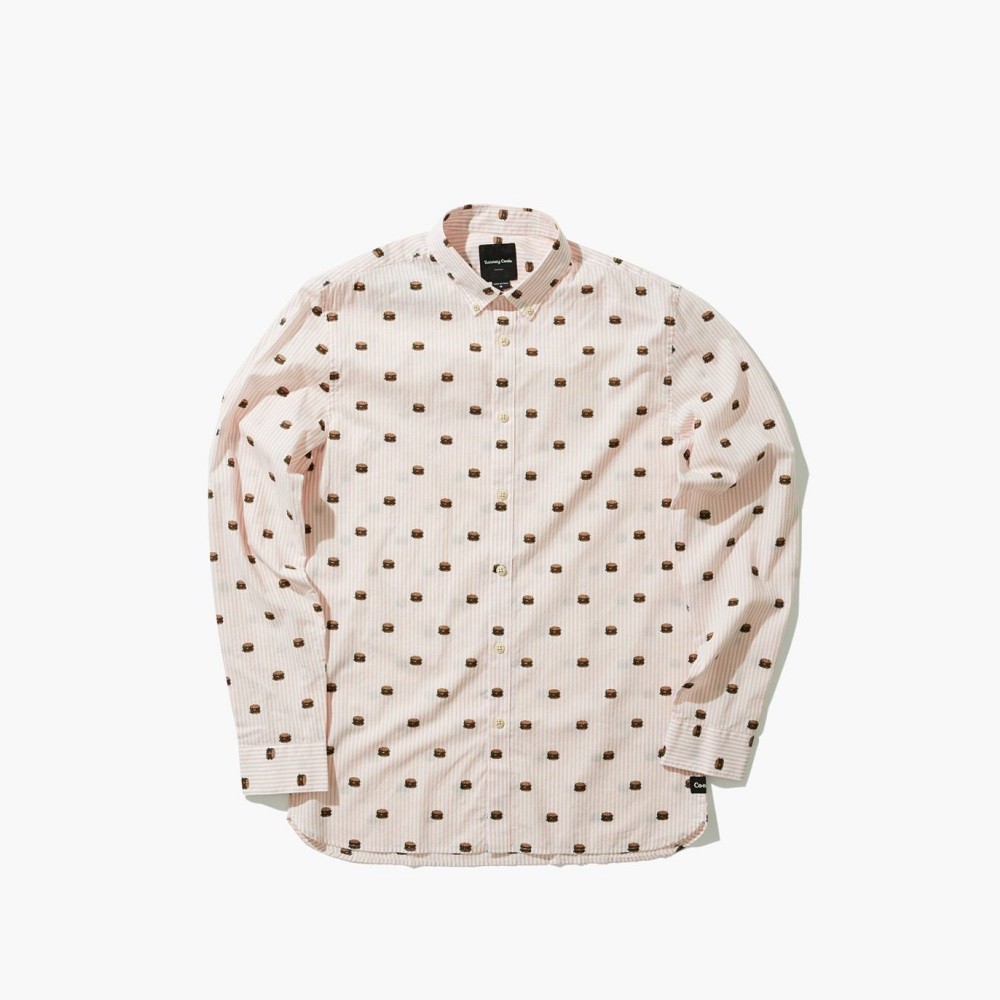 Barney Cools Men Button Up Burger Shirt (pink / burger)