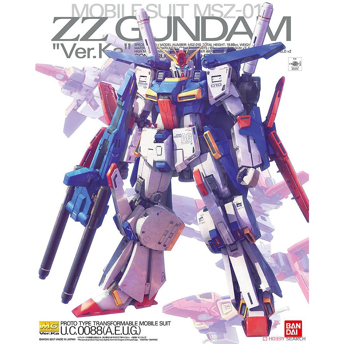 Bandai MG 1/100 ZZ Gundam Ver.Ka Plastic Model Kit (white)
