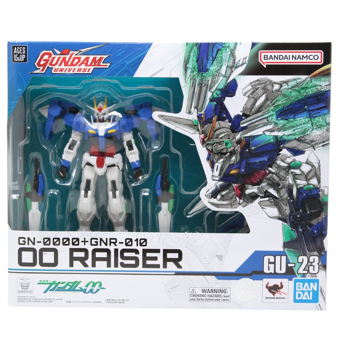 Bandai Gundam Universe Mobile Suit Gundam GN-0000 + GNR-010 00 Raiser Figure (white)