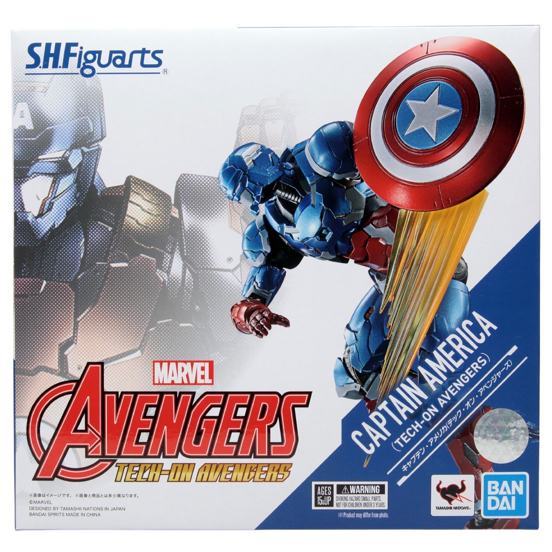 Bandai S.H.Figuarts Marvel Avengers Tech-On Avengers Captain America Figure (blue)