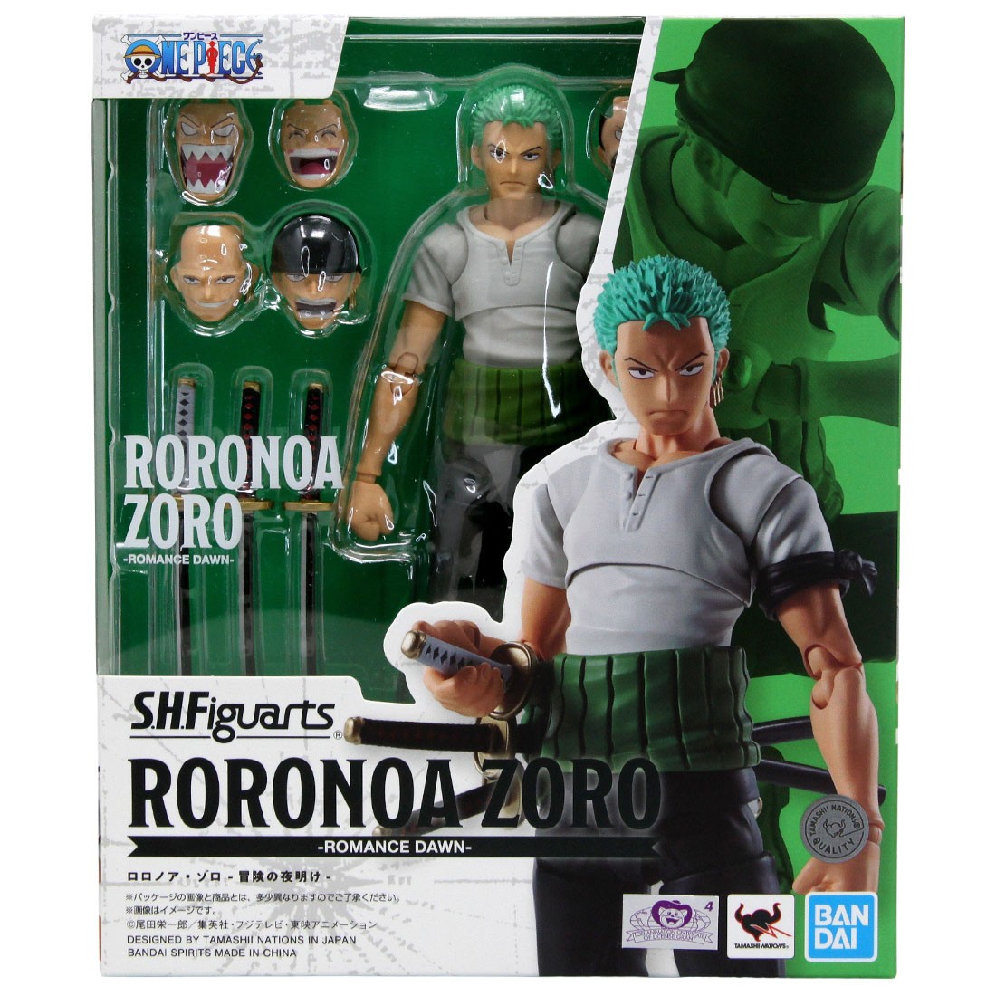 Bandai S.H.Figuarts One Piece Roronoa Zoro Romance Dawn Figure (green)