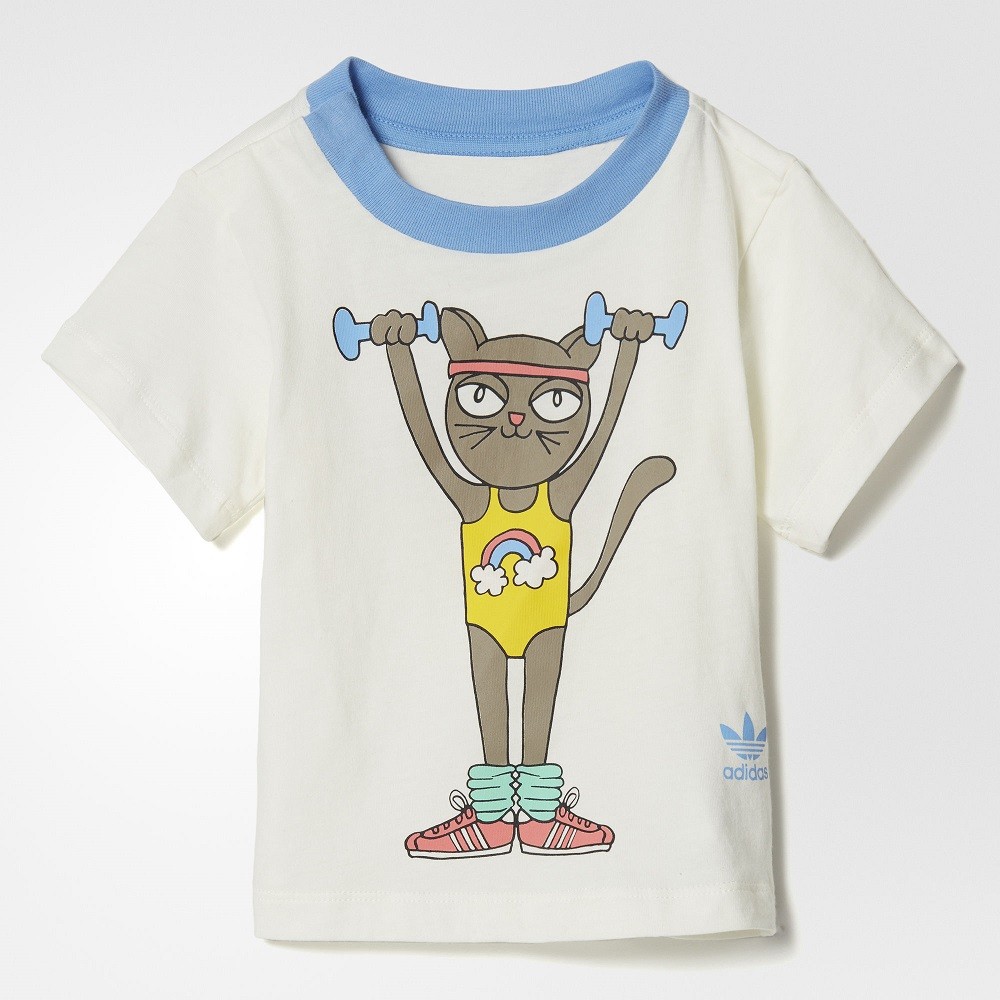 Adidas Toddlers Mini Rodini Tee (white / off white / bahia light blue)
