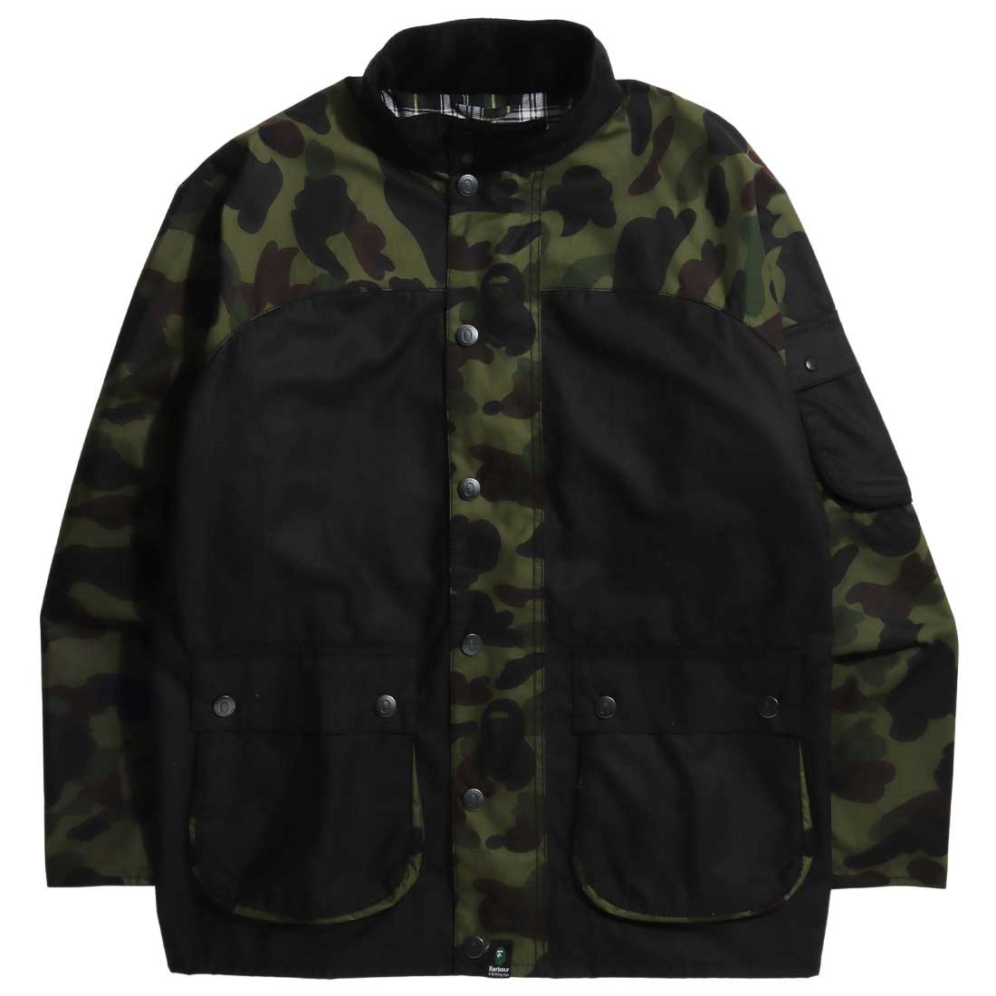 Barbour x Bape Men Camo Rain Wax Jacket (black)