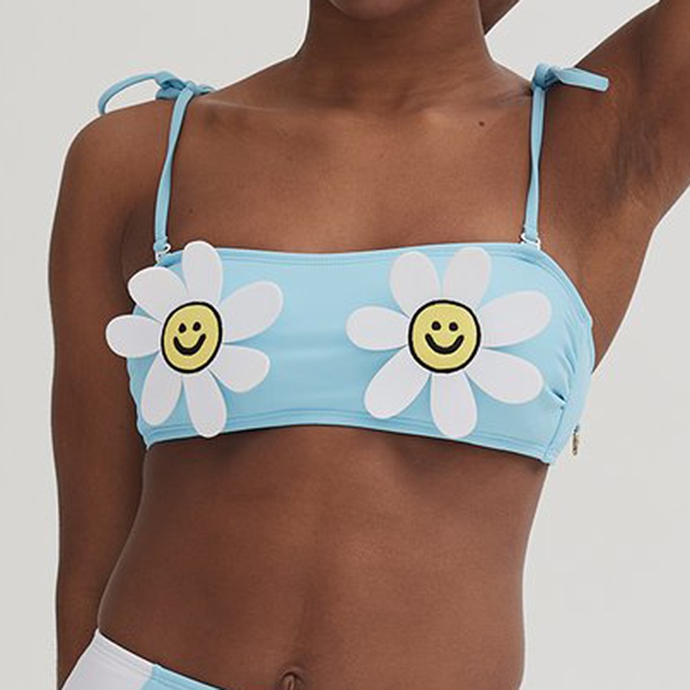 Lazy Oaf Women Daisy Bikini Top (blue)