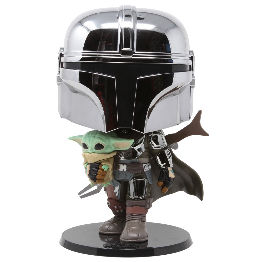 Funko POP Star Wars Mandalorian 10 Inch Chrome Mandalorian With The Child Figure (silver)