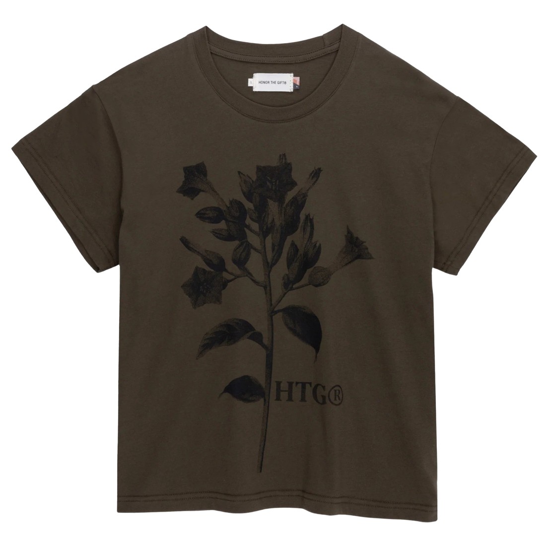 Honor The Gift Women Tobacco Flower Short Sleeve Tee (olive)