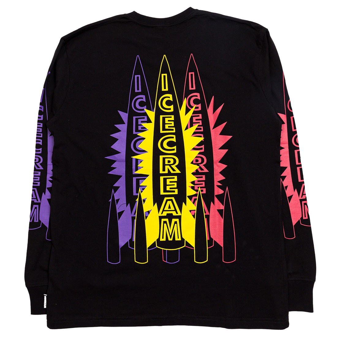 Ice Cream Men Crayon Long Sleeve Tee (black)