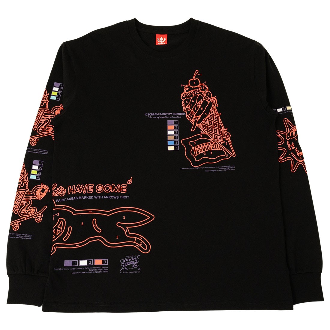 Ice Cream Follow The Numbers Long Sleeve Tee (black)