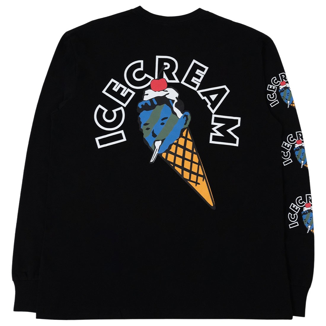 Ice Cream Men Cone Long Sleeve Tee (black)