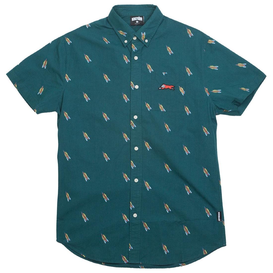 Ice Cream Men Lift Woven Short Sleeve (green / deep teal)