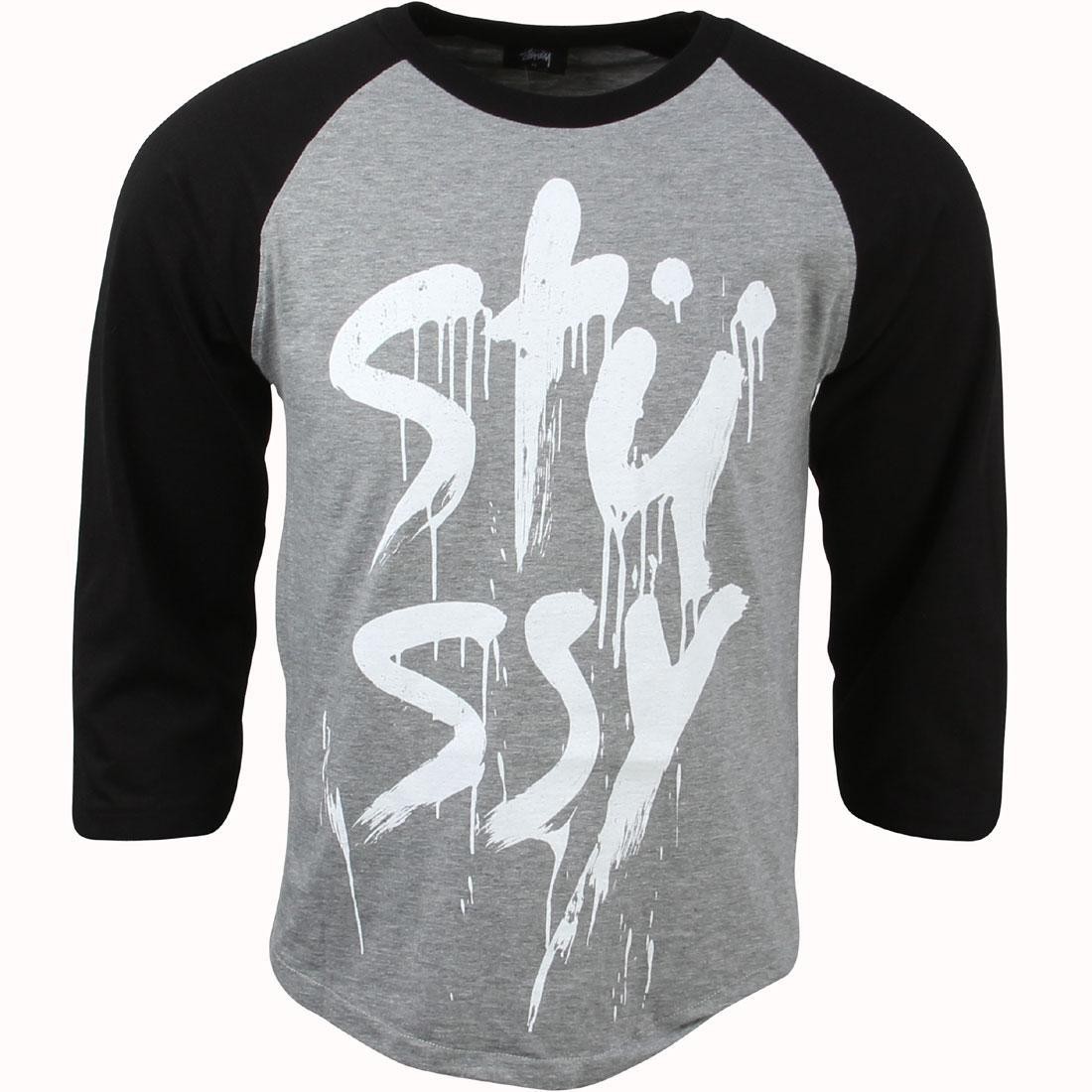 Stussy Men WT Brushed Raglan Tee (gray / heather / black)
