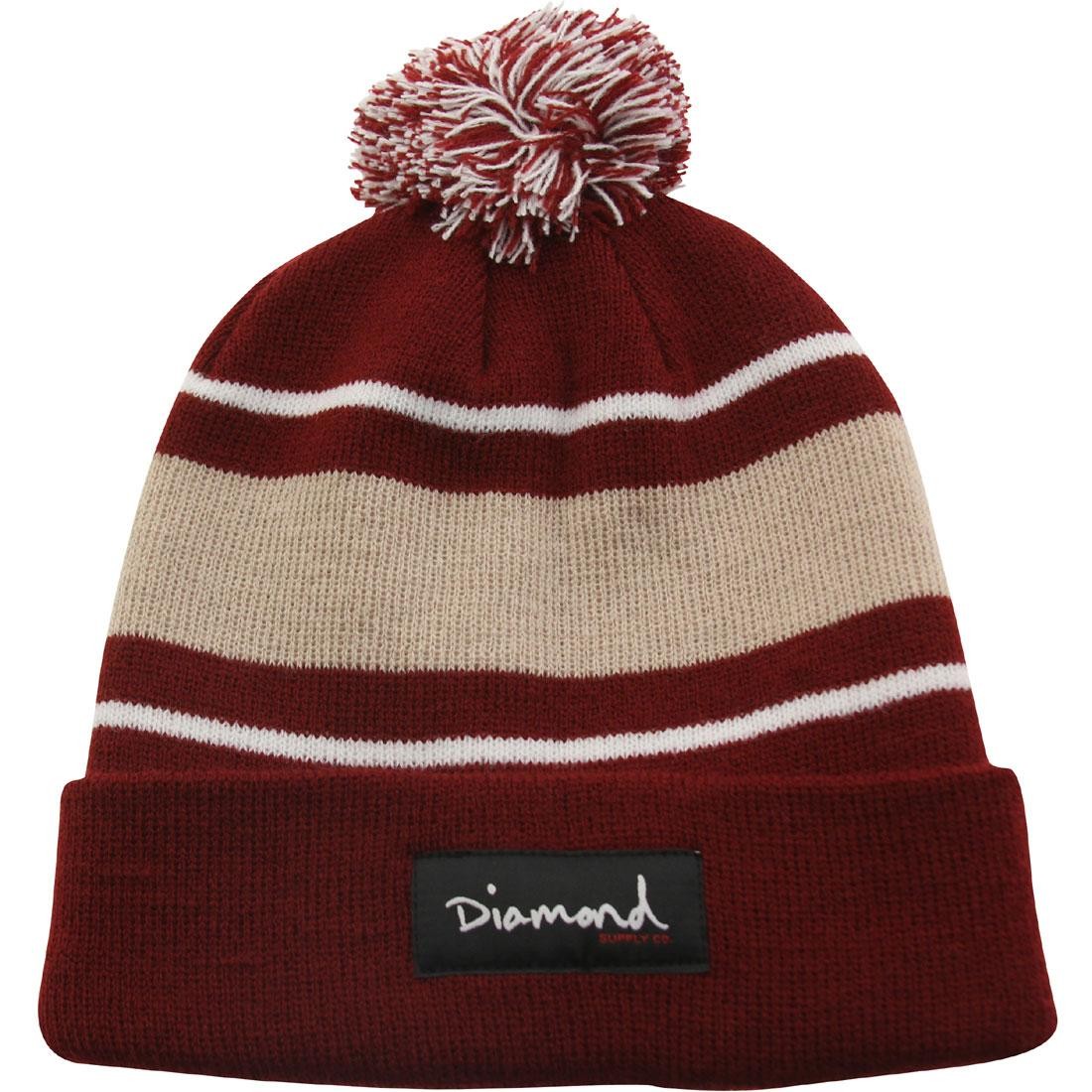 Diamond Supply Co OG Script Pom Pom Beanie (burgundy)