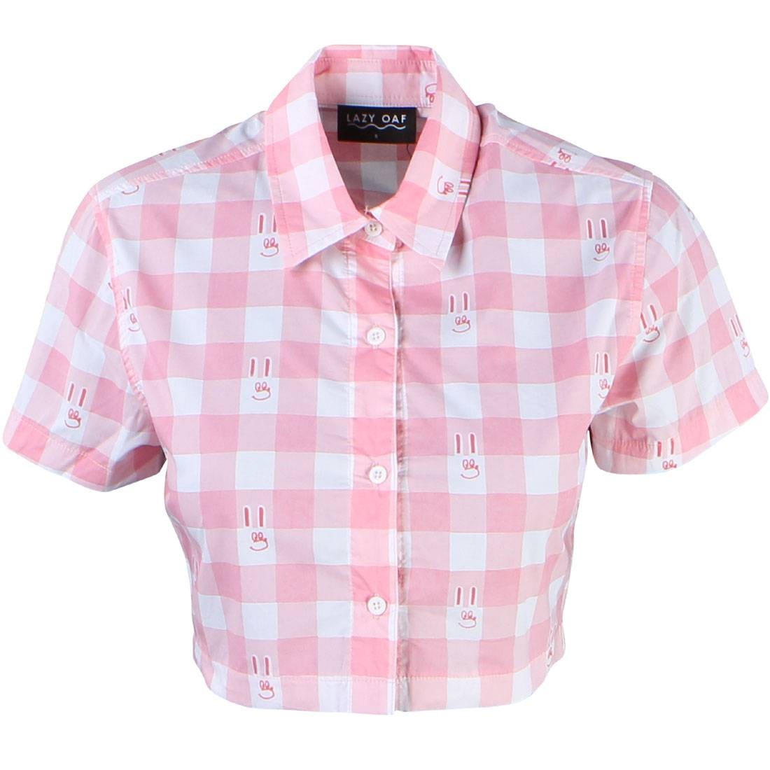 Lazy Oaf Women Bunny Gingham Shirt (pink)