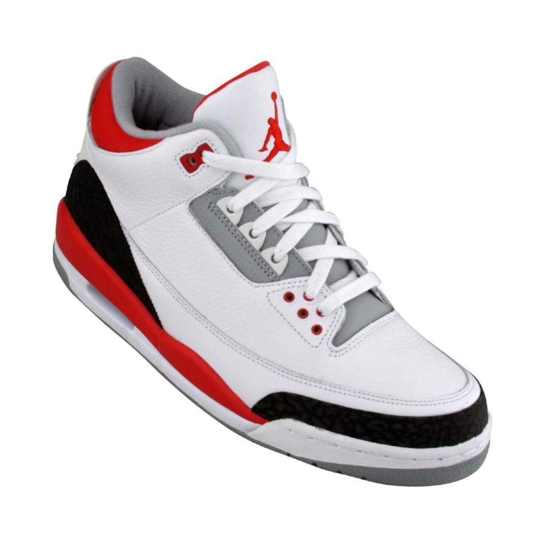 Nike  Air Jordan Big Kids 3 Retro (white / fire red / cet grey)