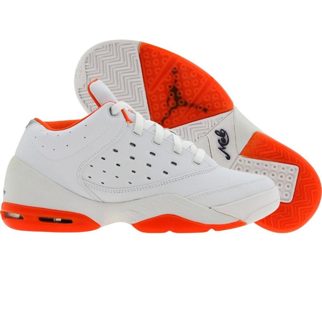 Nike Air Jordan Big Kids  Melo 5.5 Low (white / metallic silver / orange blaze / midnight navy)