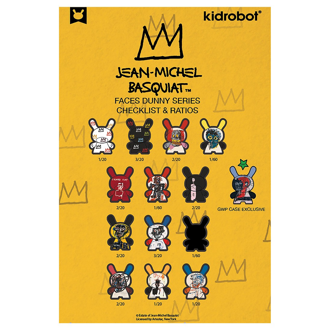 Kidrobot Jean-Michel Basquiat Faces Dunny Series 2 Art Figure - 1 Blind Box