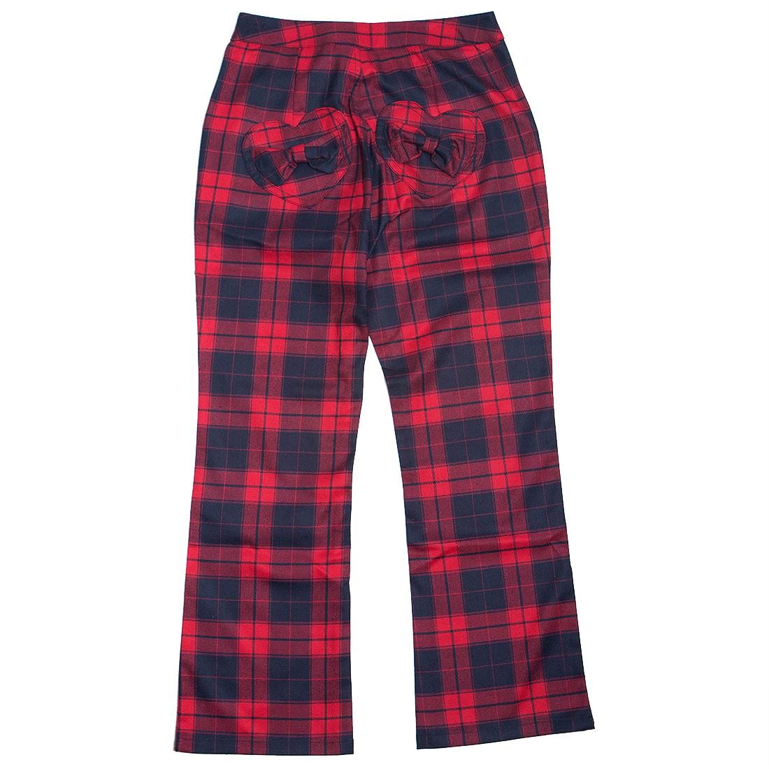 Lazy Oaf Women Tartan Kick Flare Pants (red)