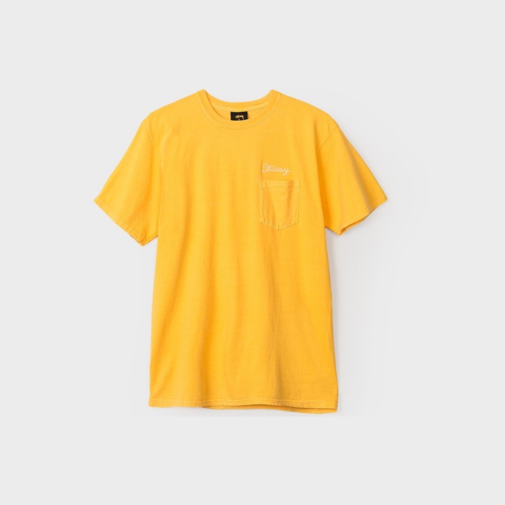 Stussy Men Stussy Stitch Pigment Dyed Pocket Tee (yellow / faye)