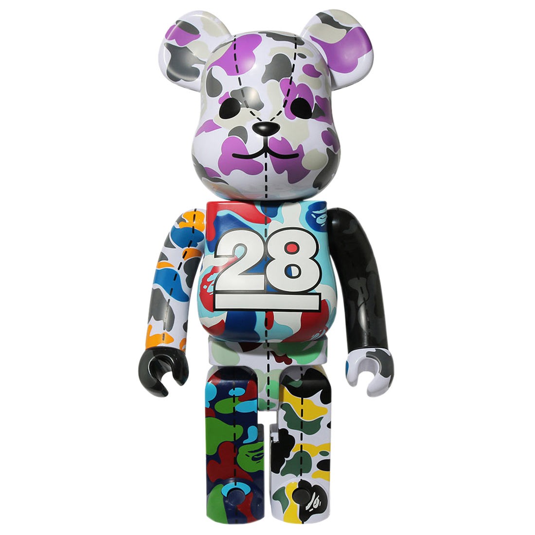 Medicom x A Bathing Ape 28th Anniversary Gray Bape Camo #1 1000% Bearbrick Figure (gray)