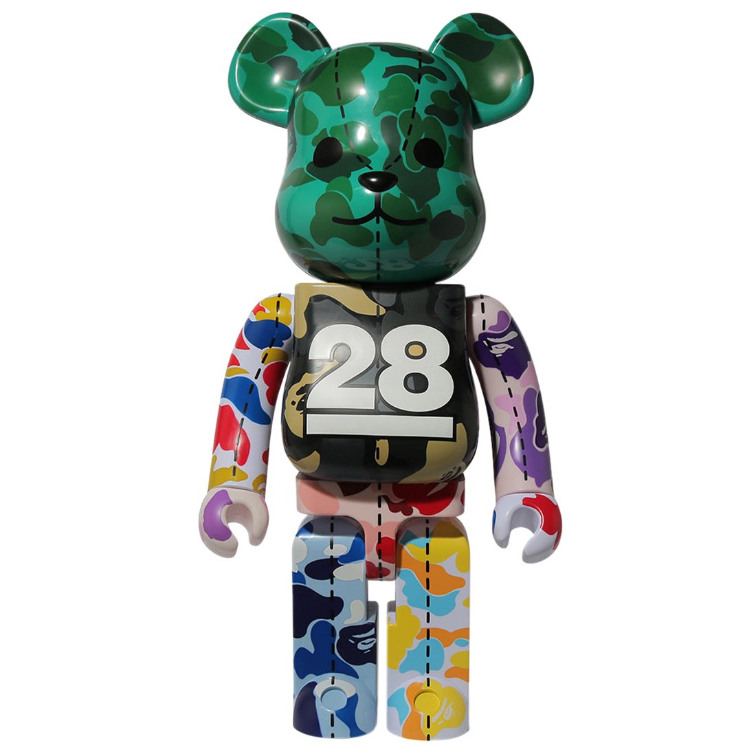 Medicom x A Bathing Ape 28th Anniversary Green Bape Camo #4 1000% Bearbrick Figure (green)