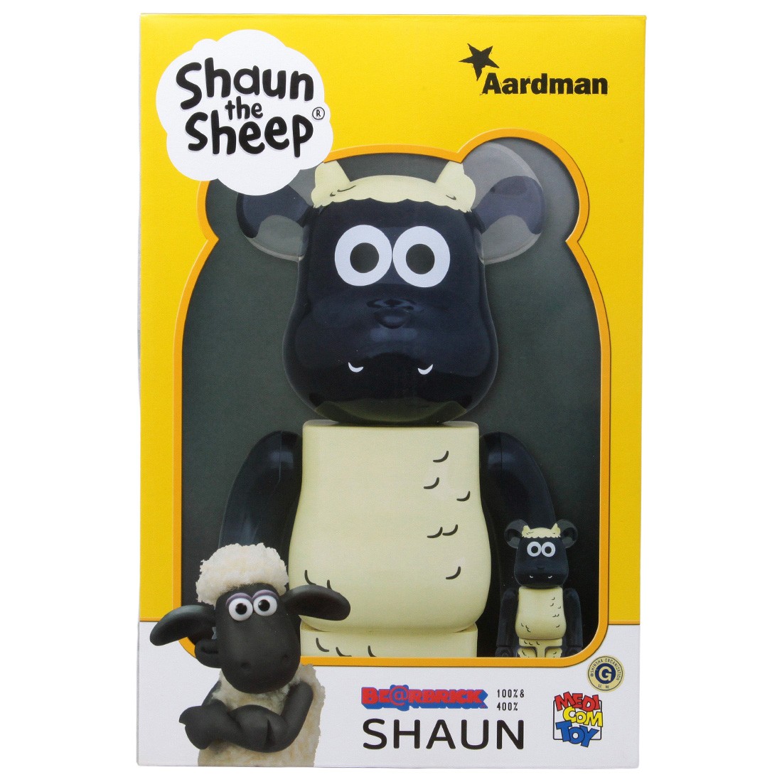Medicom Aardman Shaun The Sheep 100% 400% Bearbrick Figure Set (black)