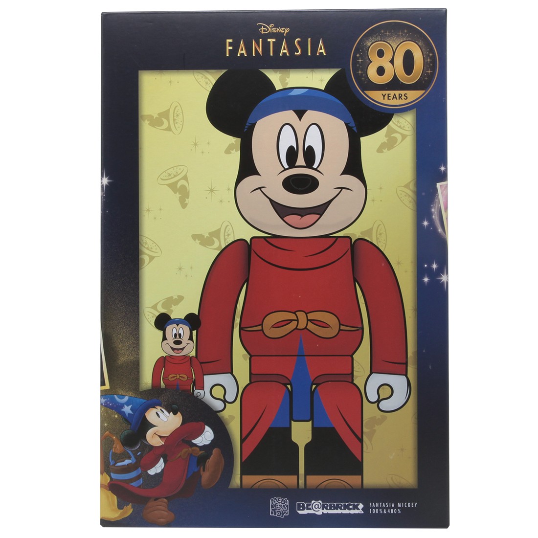 Medicom Disney Fantasia Mickey Mouse 100% 400% Bearbrick Figure Set (red)