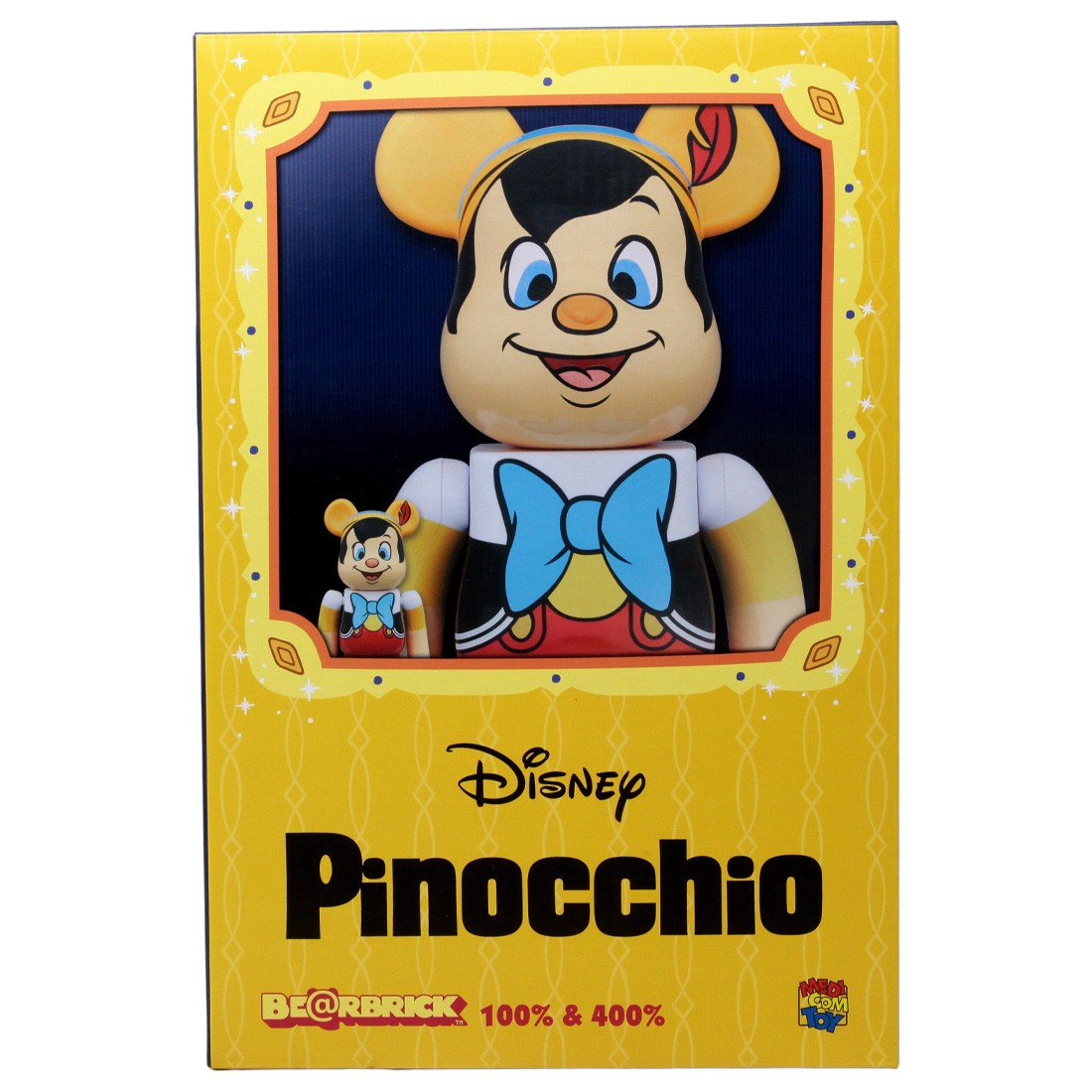 Medicom Disney Pinocchio 100% 400% Bearbrick Figure Set (yellow)