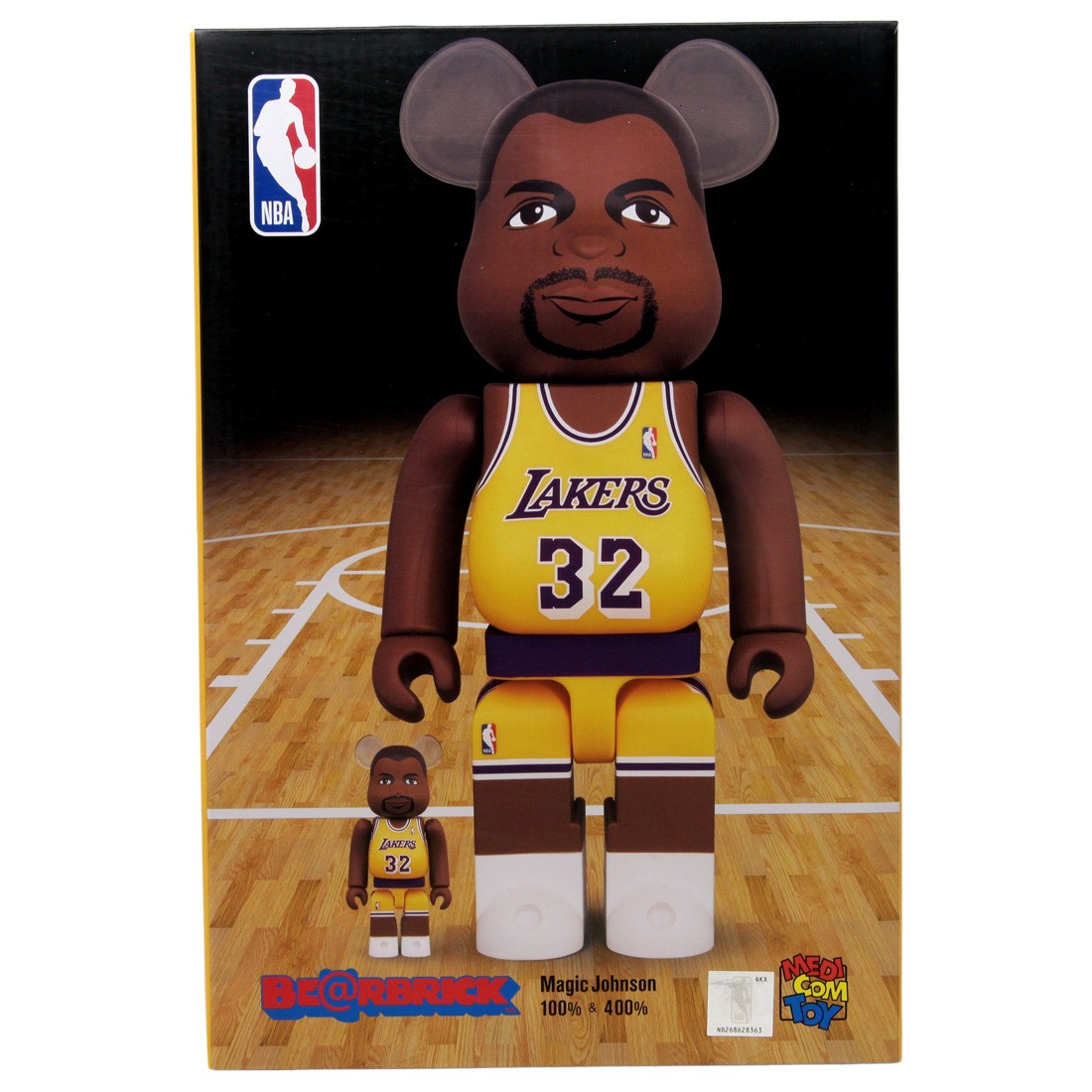 Medicom NBA Los Angeles Lakers Magic Johnson 100% 400% Bearbrick Figure Set (yellow)