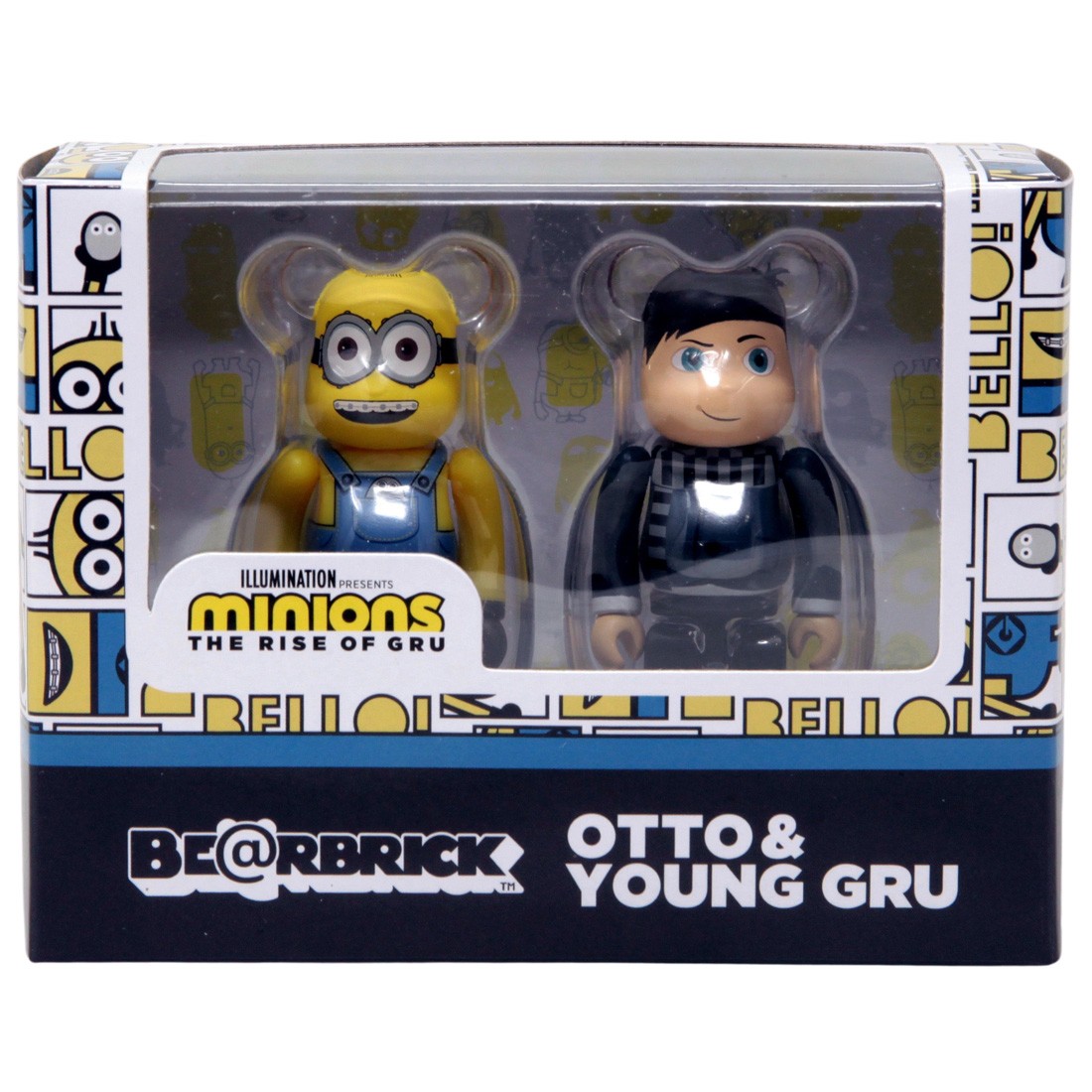 Medicom Minions Otto And Young Gru 100% 2 Pack Bearbrick Figure Set (yellow)