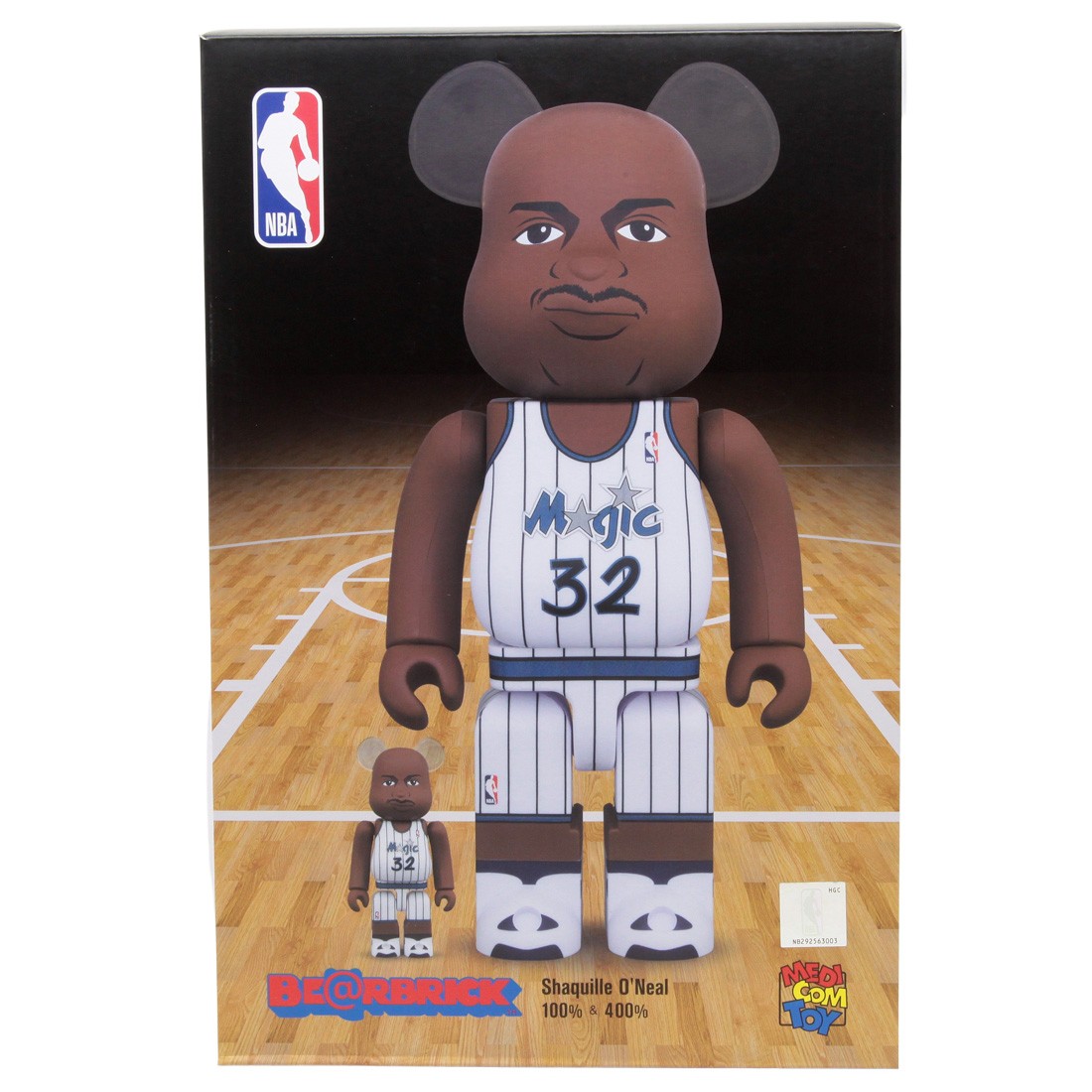Medicom NBA Orlando Magic Shaquille O'Neal 100% 400% Bearbrick Figure Set (white)