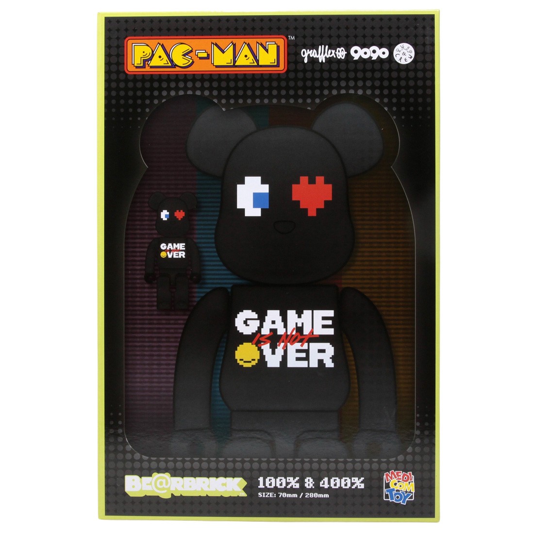 Medicom Pac-Man x Grafflex x 9090 x S.H.I.P And Crew 100% 400% Bearbrick Figure Set (black)