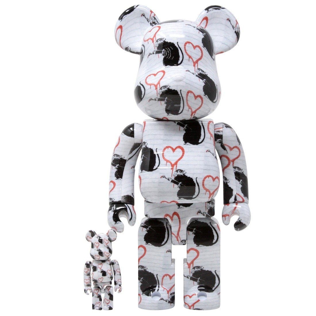 Medicom x SYNC Brandalism Love Rat 100% 400% Bearbrick Figure Set (white)