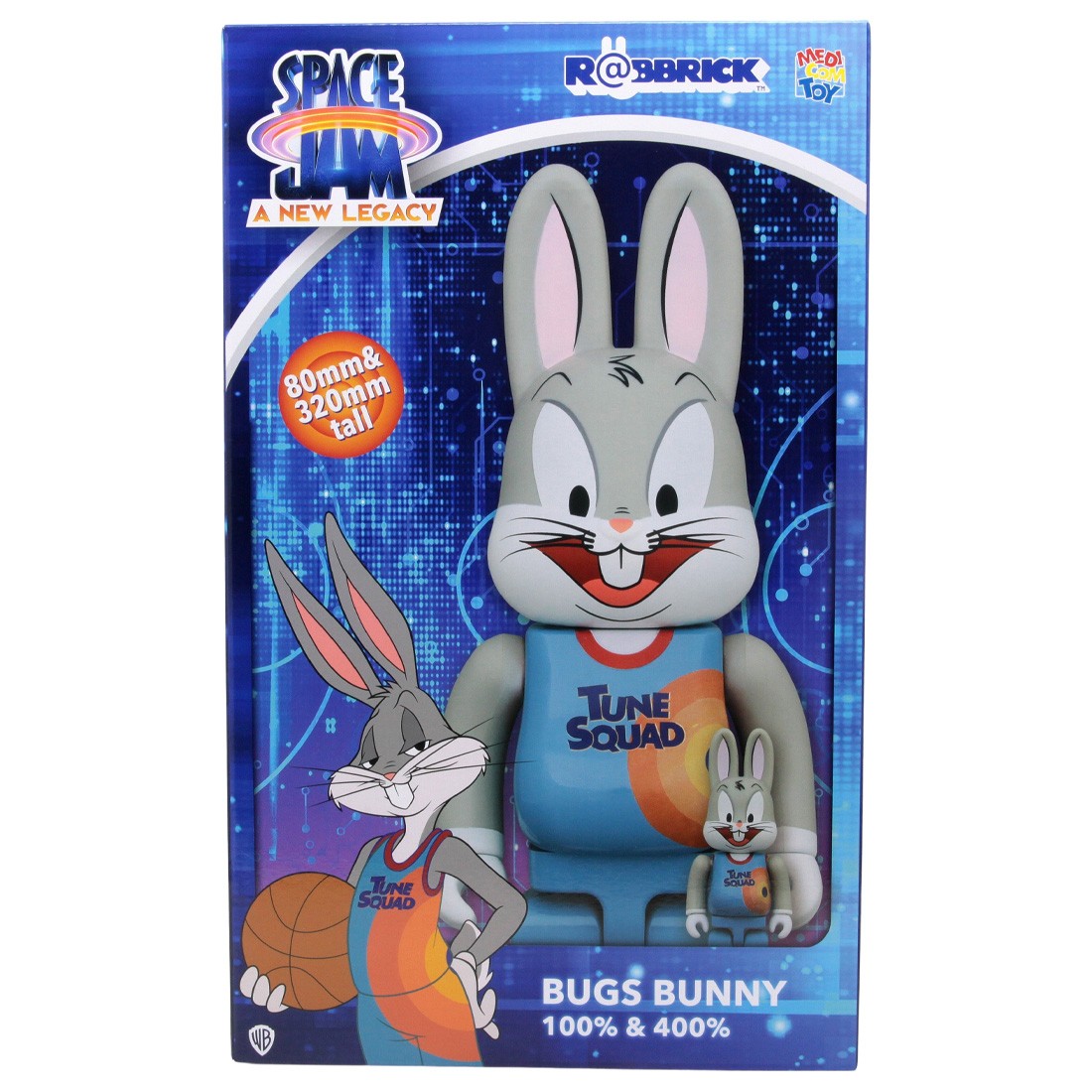 Medicom Space Jam A New Legacy Bugs Bunny 100% 400% Rabbrick Figure Set (blue)