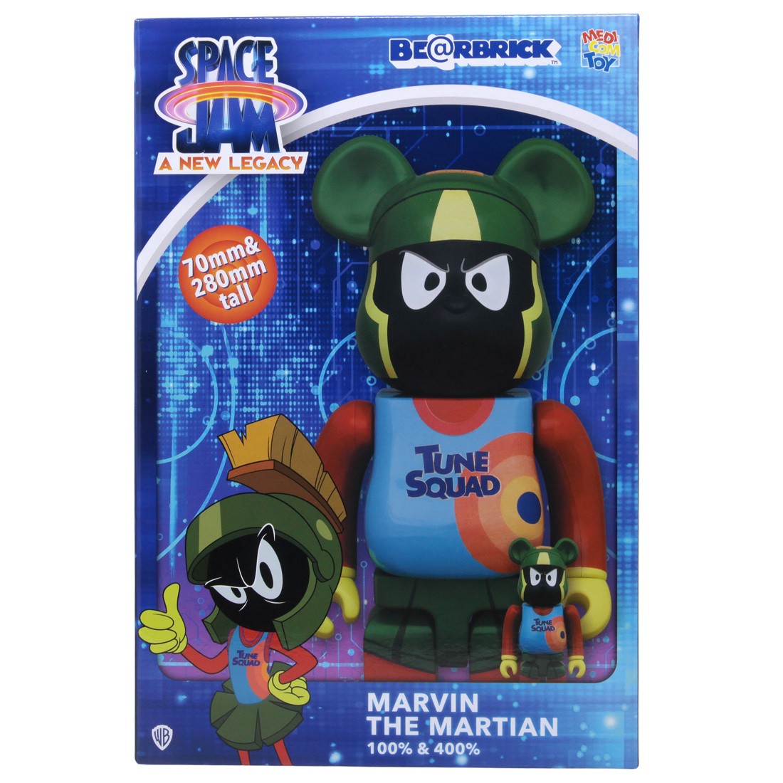 Medicom Space Jam A New Legacy Marvin The Martian 100% 400% Bearbrick Figure Set (green)