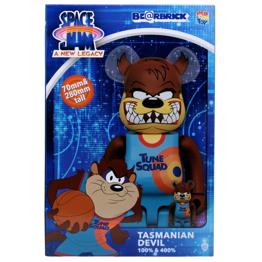 Medicom Space Jam A New Legacy Tasmanian Devil 100% 400% Bearbrick Figure Set (blue)