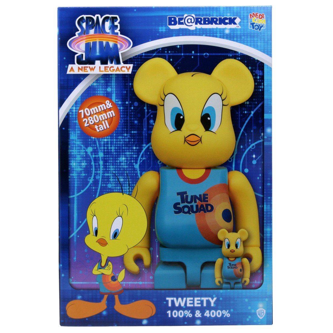 Medicom Space Jam A New Legacy Tweety 100% 400% Bearbrick Figure Set (blue)