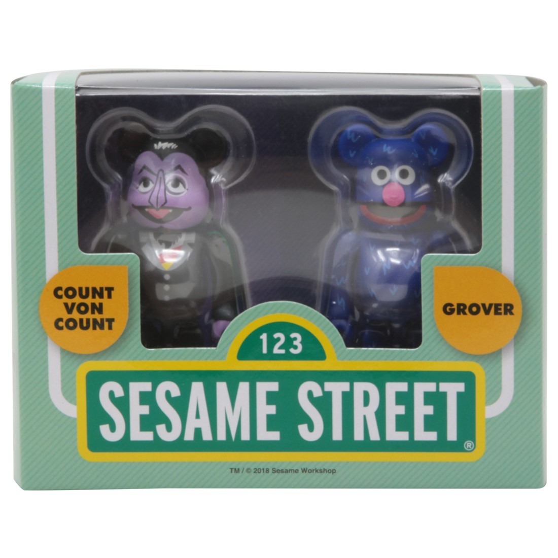 Medicom Sesame Street Count Von Count And Grover 100% 2 Pack Bearbrick Figure Set (black / blue)