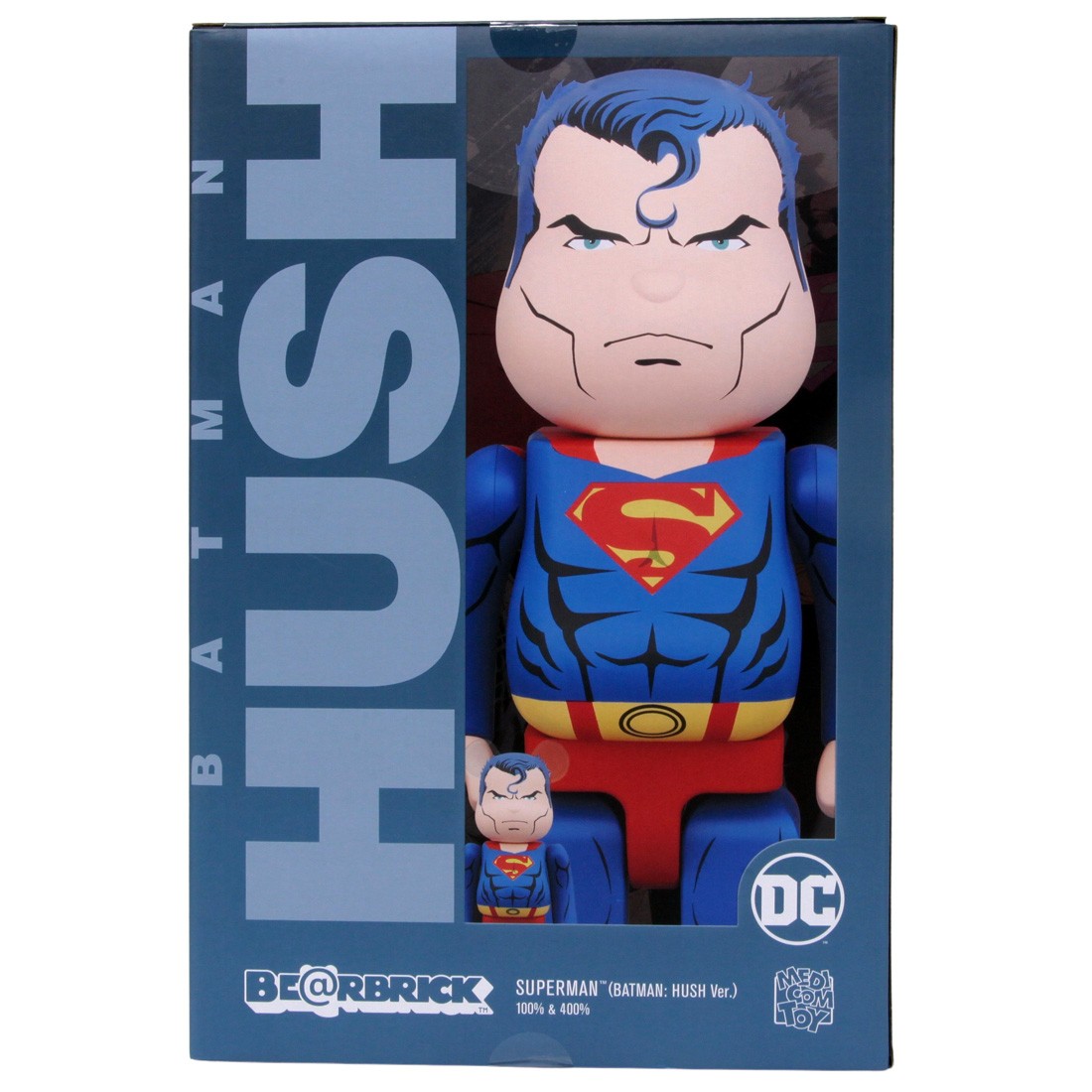 Medicom DC Superman Batman Hush Ver. 100% 400% Bearbrick Figure Set (blue)