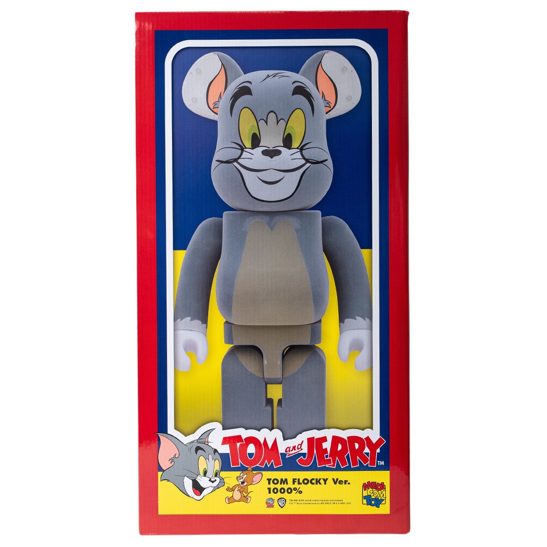 Medicom Tom and Jerry - Tom Flocky 1000% Bearbrick Figure (gray)