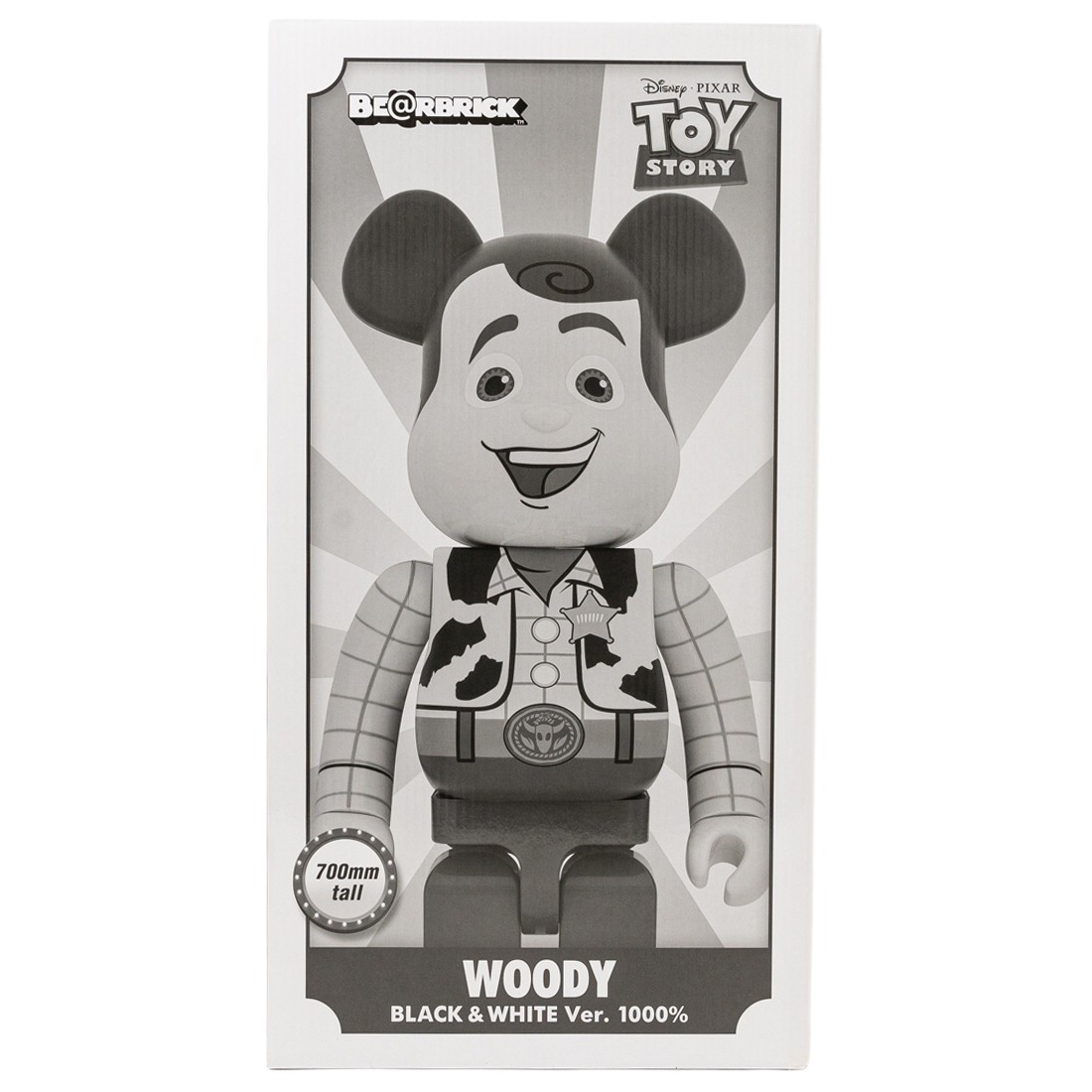 Medicom Toy Story Woody Black And White 1000% Bearbrick Figure (gray)