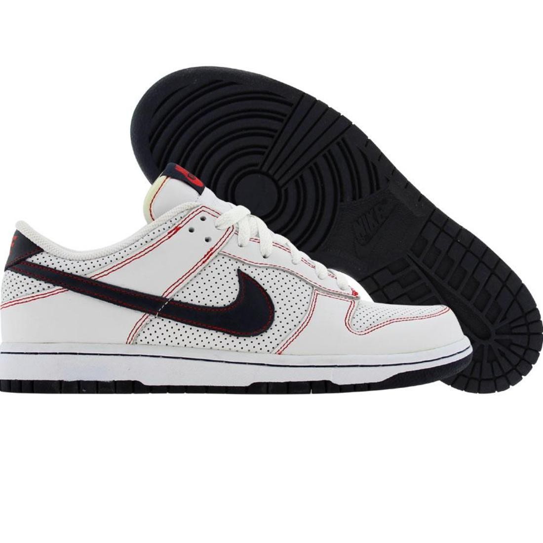 Nike Womens Dunk Low (white / obsidian blue / red)