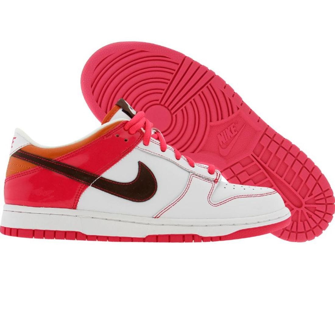 Nike Big Kids Dunk Low (white / light chocolate / berry / solar orange)